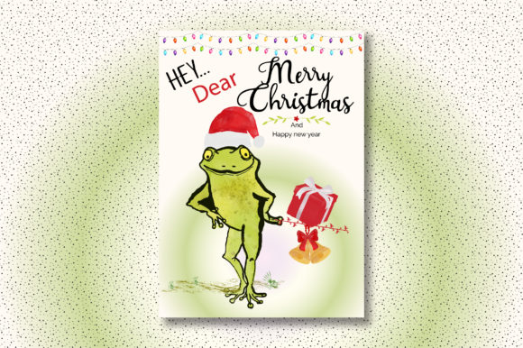 Christmas Card with Funny Frog: A Playful Graphics Choice