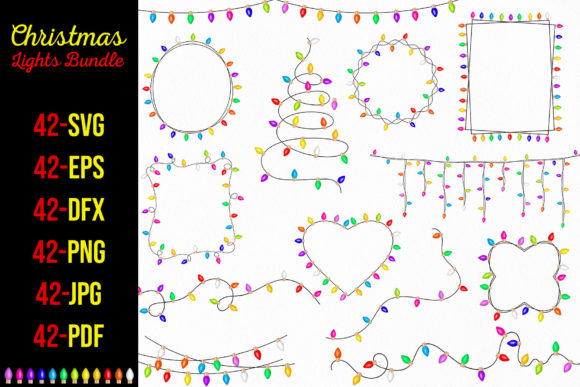 Christmas Colorful Lights Bundle: Perfect for Festive Branding