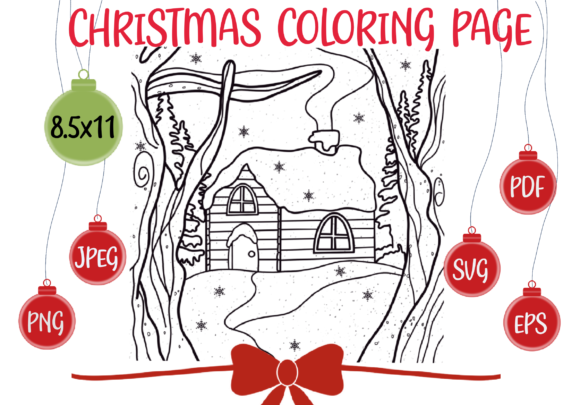 Christmas Coloring Page Scene: A Festive Embroidery Delight