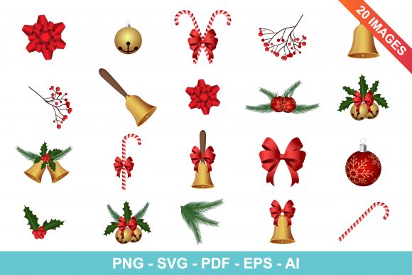 Christmas Decoration Clipart Set: Perfect for Modern Graphics & Illustrations