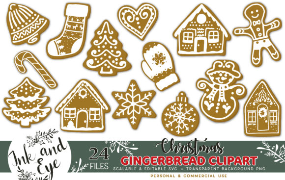 Christmas Gingerbread Cookies: Charming Graphics for Editorial Use