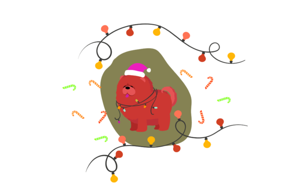 Festive Dog Christmas Santa Hat Illustration for Graphics