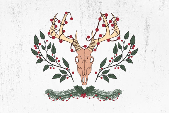 Gothic Christmas Deer: A Bold Graphic for Seasonal Content