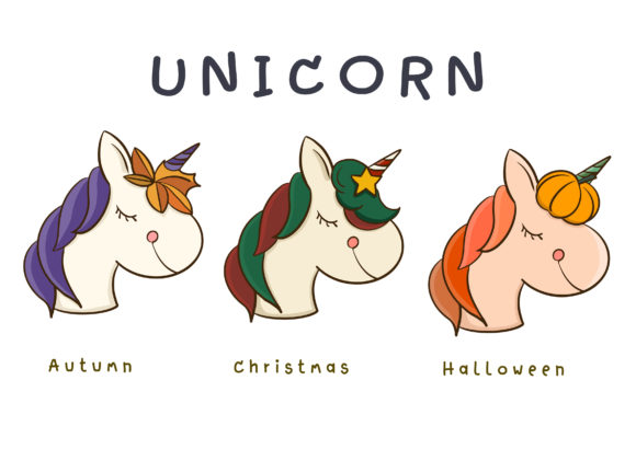 Unicorn Halloween Autumn Christmas Fall Graphics