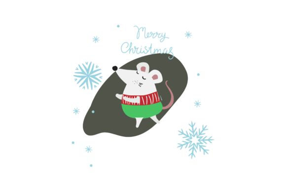 White Mouse Christmas Day Illustration for Graphics